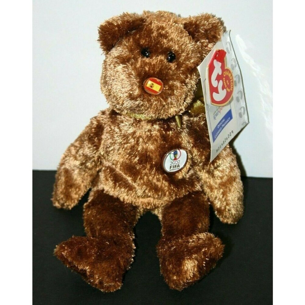 Ty Beanie Baby Champion Spain 2002 FIFA World Cup Soccer 4408 bear retired NEW